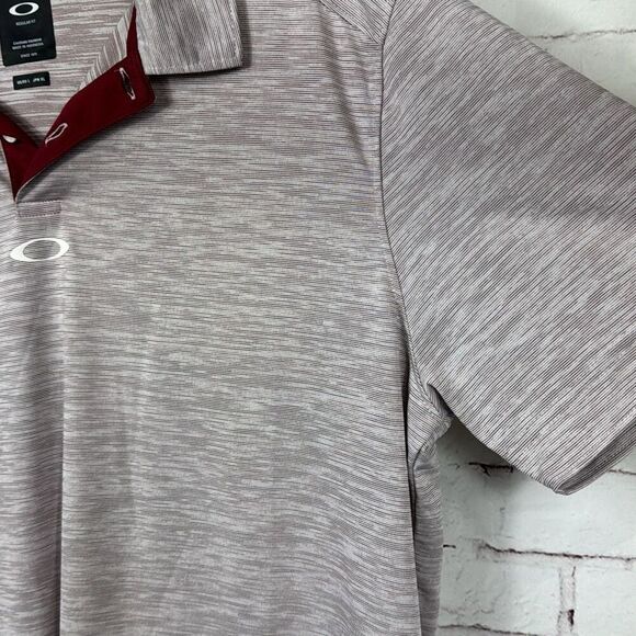 Oakley Shirt Mens Large Polo Regular Fit Golf Performance Short Sleeve Maroon - Picture 5 of 9